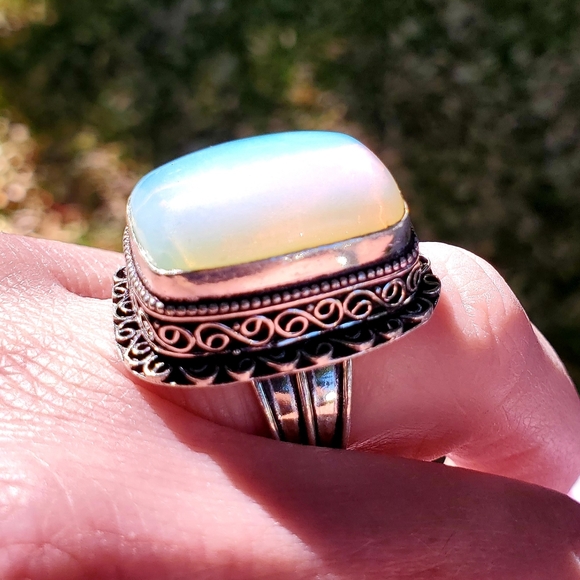 New Opal Opalite 925 Silver Statement Ring. - Picture 4 of 16